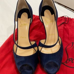 Christian Louboutin navy suede high heels